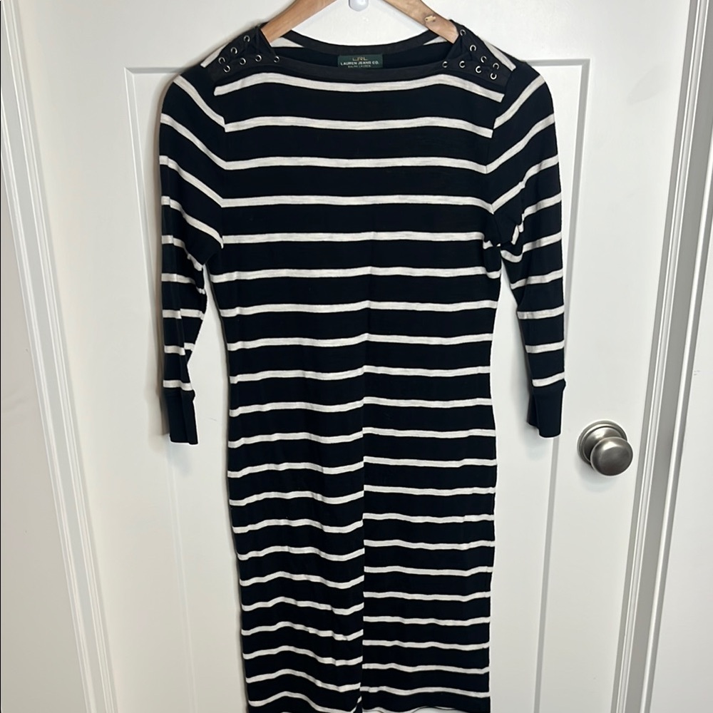 Ralph Lauren Black and White Sheath striped Dress